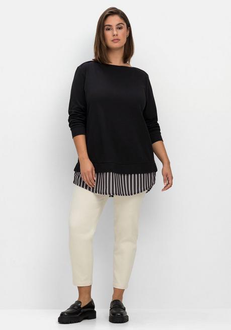 sheego 2-in-1-Langarmshirt mit Ansatz aus Blusenstoff - schwarz sheego Kostenloser Versand international