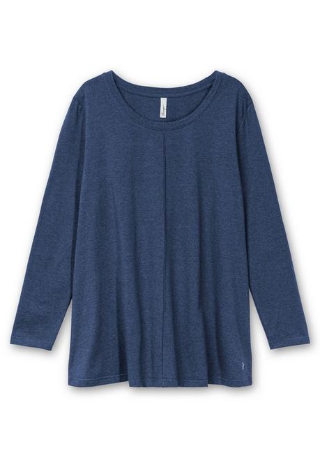 sheego Fein meliertes Langarmshirt in A-Linie, mit Rundhals - nachtblau meliert sheego Im Verkauf
