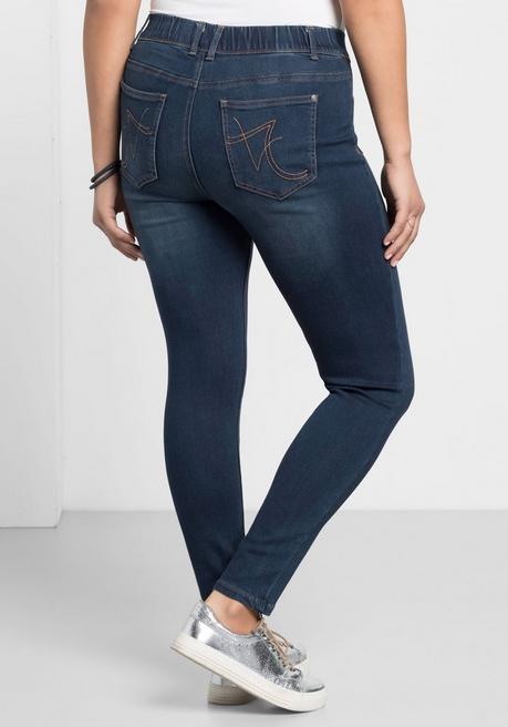 sheego Jeggings in Power-Stretch-Qualität, mit Schlupfbund - dark blue Denim sheego zollfrei