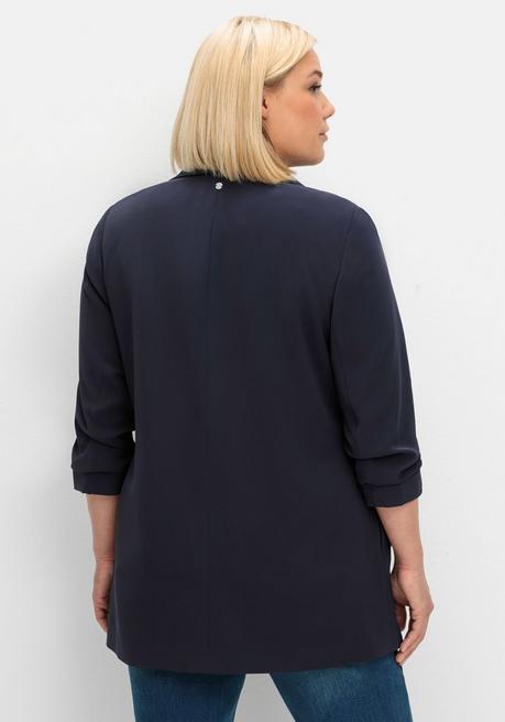 sheego Langer Blazer mit Schalkragen und gerafftem 3/4-Arm - tiefblau sheego 50% Rabatt für begrenzte Zeit