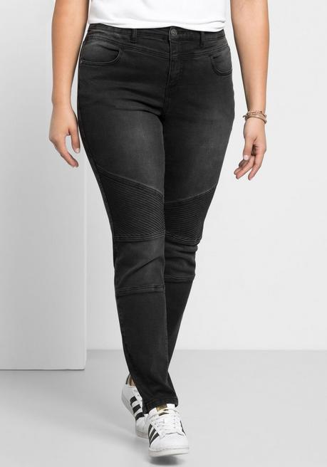 sheego Skinny Power-Stretch-Jeans im Biker-Look - black Denim sheego 2025