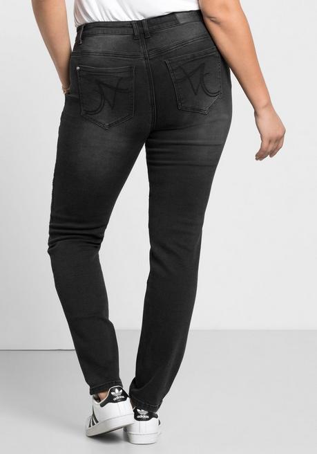 sheego Skinny Power-Stretch-Jeans im Biker-Look - black Denim sheego 2025