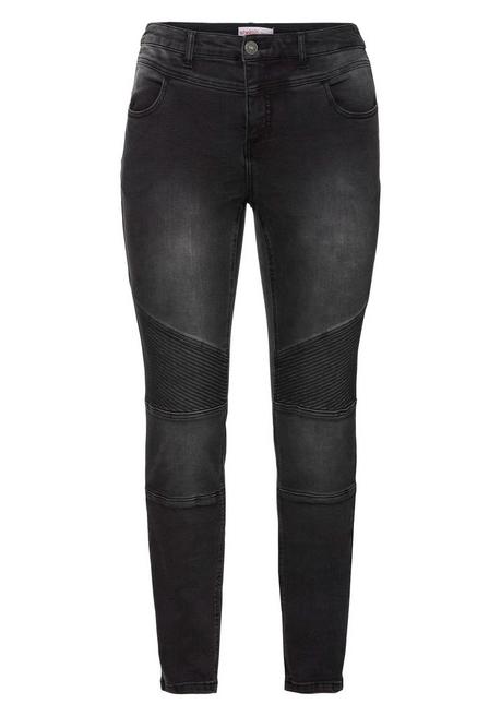 sheego Skinny Power-Stretch-Jeans im Biker-Look - black Denim sheego 2025