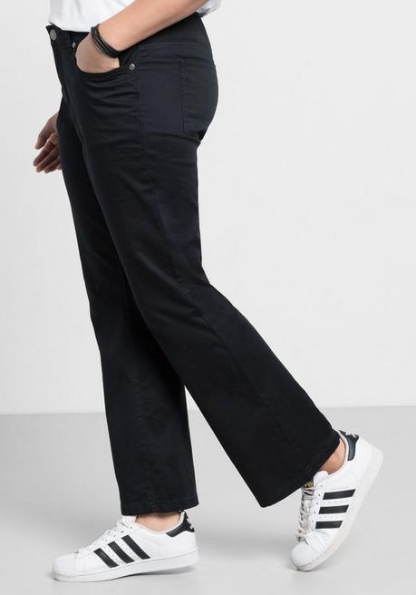 sheego Bootcut-Hose aus elastischem Baumwoll-Twill - schwarz sheego Online