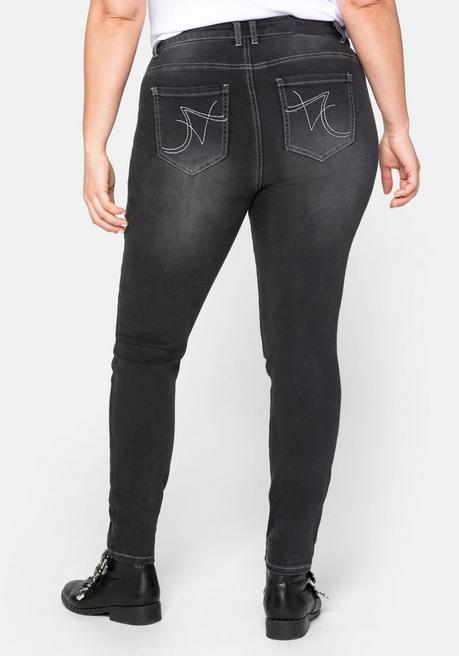sheego Skinny Power-Stretch-Jeans in 5-Pocket-Form - black Denim sheego Outlet