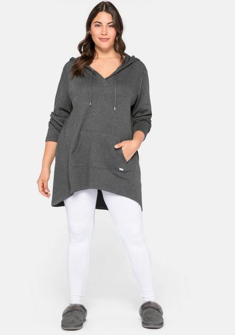 sheego Longshirt mit Kängurutasche, im Vokuhila-Schnitt - grau meliert sheego Verkauf