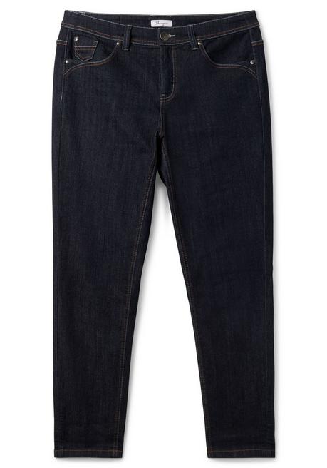 sheego Schmale Jeans mit Kontrastnähten - blue black Denim sheego Angebote