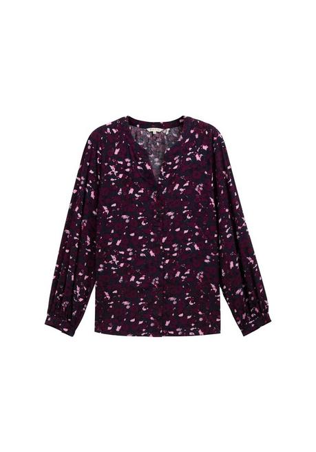 TOM TAILOR Plus Bluse mit V-Schlitz und Alloverprint - beere gemustert sheego Hotsell