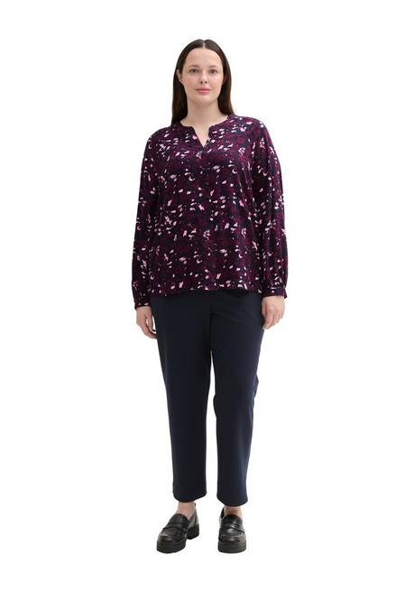 TOM TAILOR Plus Bluse mit V-Schlitz und Alloverprint - beere gemustert sheego Hotsell