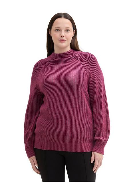 TOM TAILOR Plus Pullover im Rippstrick, mit Stehkragen - beere sheego