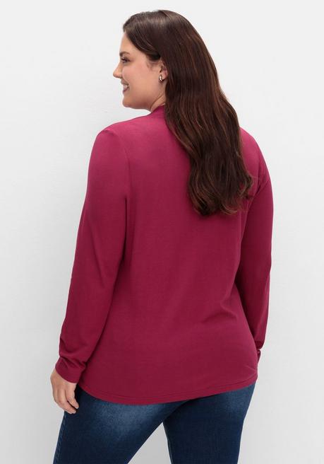 sheego Langarmshirt mit V-Ausschnitt, vorn doppellagig - beere sheego Meist gekauft