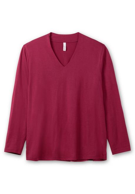 sheego Langarmshirt mit V-Ausschnitt, vorn doppellagig - beere sheego Meist gekauft