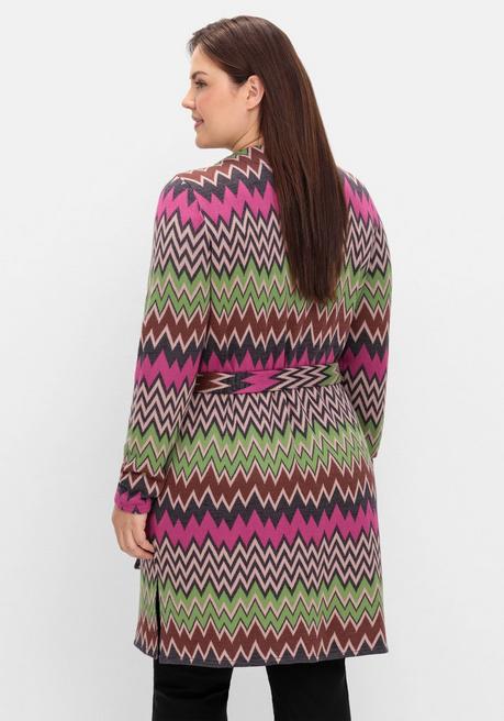 sheego by Joe Browns Lange Strickjacke im Zickzack-Jacquardmuster - beere gemustert sheego Kostenloser Versand