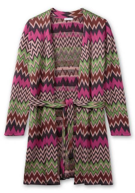 sheego by Joe Browns Lange Strickjacke im Zickzack-Jacquardmuster - beere gemustert sheego Kostenloser Versand