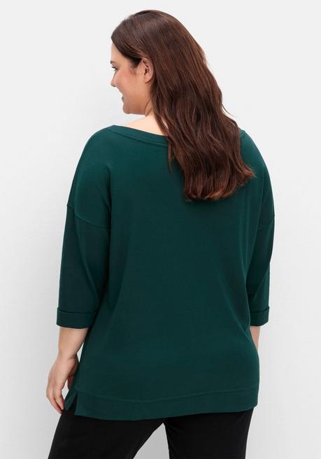 sheego Oversized-Shirt mit Bindebändchen - tiefgrün sheego Günstig kaufen