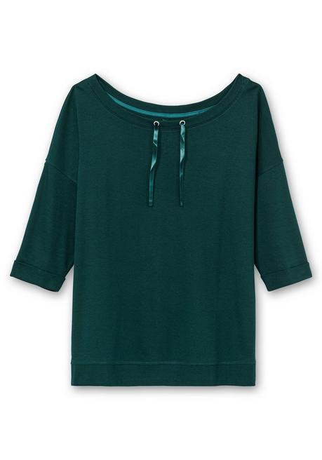 sheego Oversized-Shirt mit Bindebändchen - tiefgrün sheego Günstig kaufen