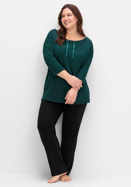 sheego Oversized-Shirt mit Bindebändchen - tiefgrün sheego Günstig kaufen