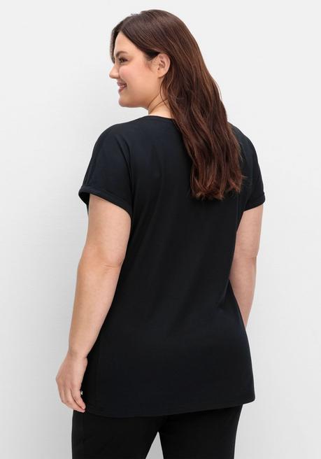 sheego Oversize-Shirt in Colourblocking-Optik - tiefgrün sheego Versandkostenfrei