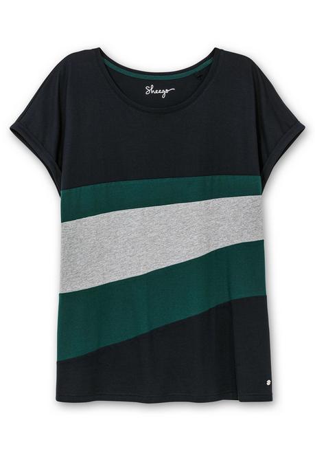 sheego Oversize-Shirt in Colourblocking-Optik - tiefgrün sheego Versandkostenfrei