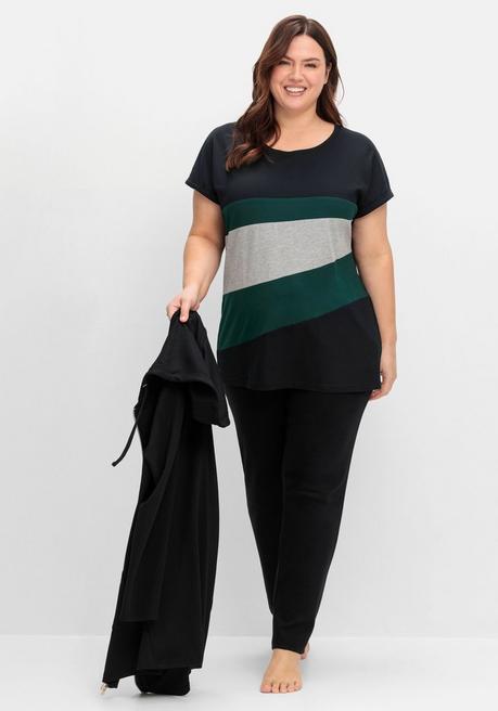 sheego Oversize-Shirt in Colourblocking-Optik - tiefgrün sheego Versandkostenfrei