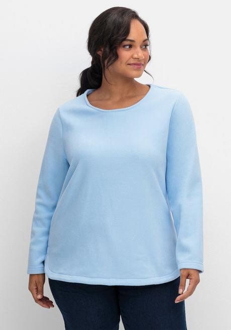 sheego Fleeceshirt mit abgerundetem Saum - eisblau sheego