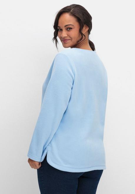 sheego Fleeceshirt mit abgerundetem Saum - eisblau sheego Exklusivangebot