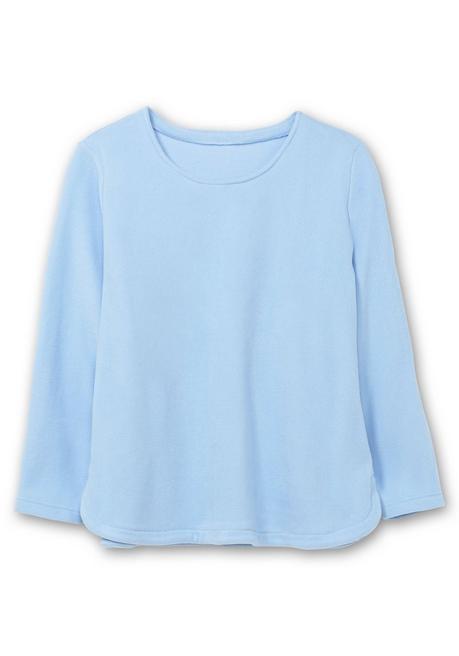 sheego Fleeceshirt mit abgerundetem Saum - eisblau sheego Exklusivangebot