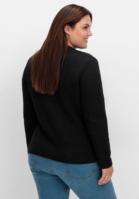 sheego Grobstrickjacke mit Stehkragen und Taschen - schwarz sheego Preisnachlass