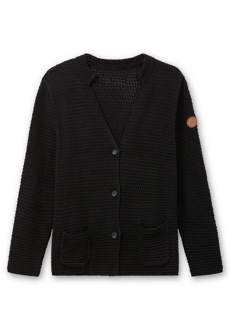 sheego Grobstrickjacke mit Stehkragen und Taschen - schwarz sheego Preisnachlass