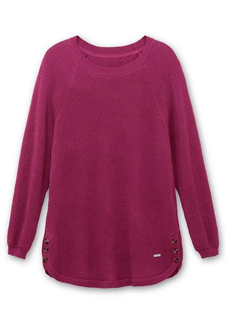 sheego Pullover im Strukturstrick, mit Zierknöpfen seitlich - magenta sheego Black Friday