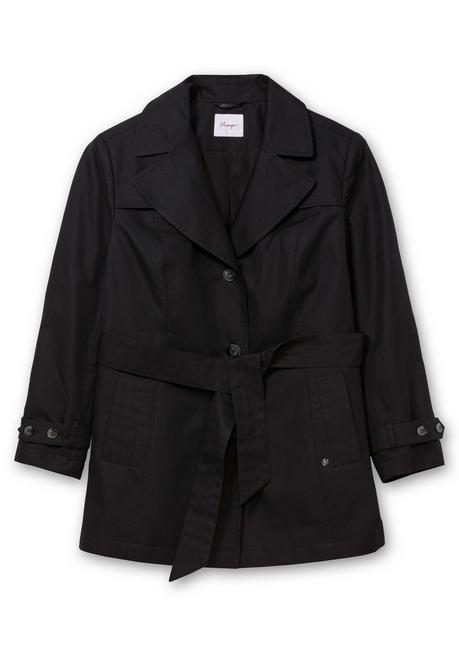 sheego Kurzer Trenchcoat mit Gürtel, wasserabweisend - schwarz sheego Weihnachtsangebot