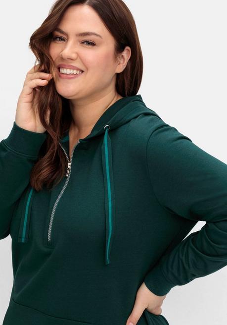 sheego Kniefreies Kapuzensweatkleid mit Kängurutasche - tiefgrün sheego Valentinstagsangebot