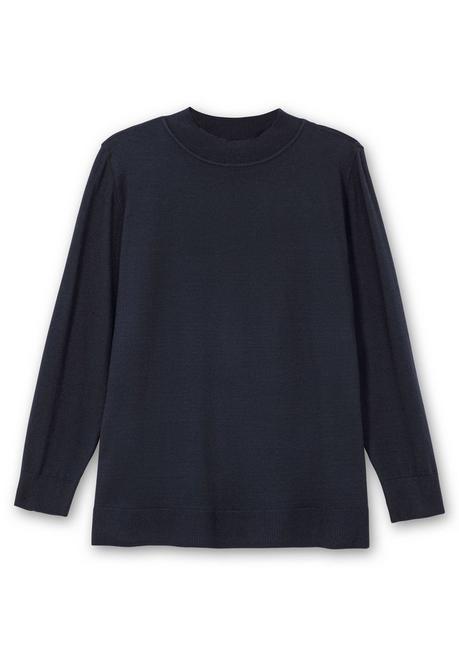 sheego Pullover mit geripptem Stehkragen - tiefblau sheego Online Outlet