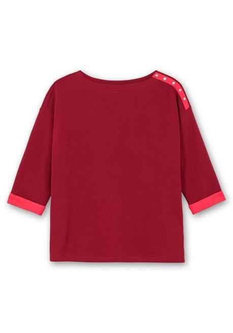 sheego Sweatshirt mit Zierknöpfen und Kontrastdetails - dunkelrot sheego Zeitlich begrenztes Angebot