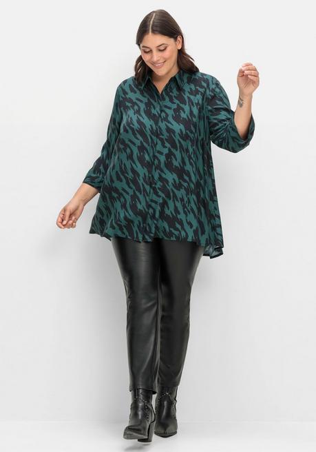 sheego Bedruckte Bluse in schwingender A-Linie - schwarz gemustert sheego Neuheiten