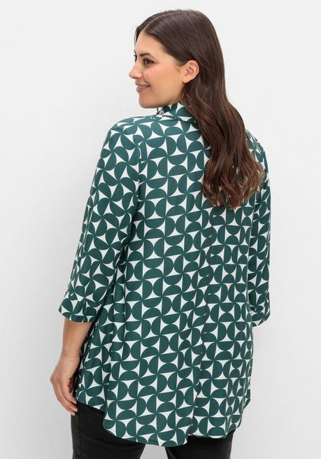 sheego Bedruckte Bluse in schwingender A-Linie - tiefgrün gemustert sheego Bestseller