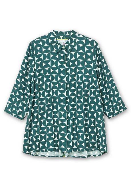 sheego Bedruckte Bluse in schwingender A-Linie - tiefgrün gemustert sheego Bestseller