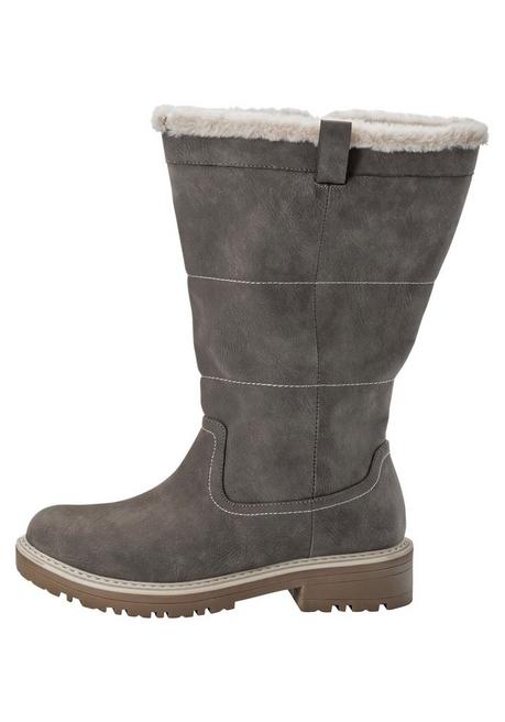 sheego Weitschaftstiefel in Veloursleder-Optik - taupe sheego Kauf eins, bekomm eins gratis