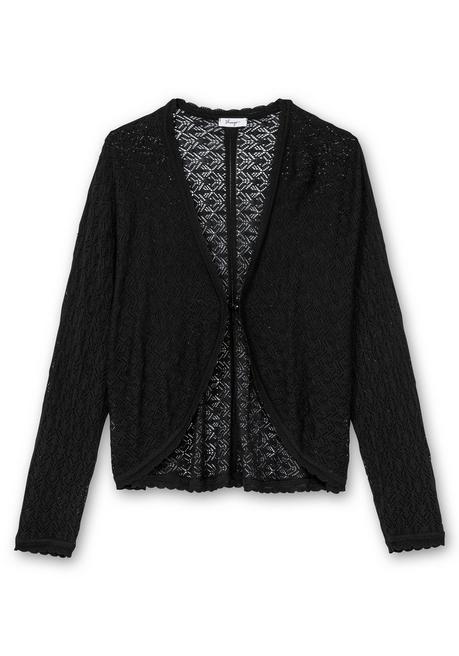 sheego Kurze Ajour-Strickjacke mit Knopfverschluss - schwarz sheego Tägliche Deals