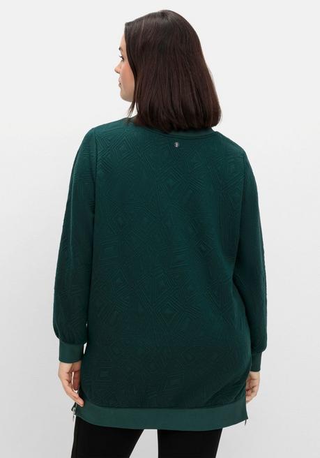 sheego Sweatshirt mit Steppmuster und seitlichen Zippern - tiefgrün sheego Sonderangebote