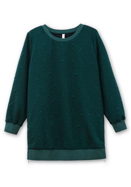 sheego Sweatshirt mit Steppmuster und seitlichen Zippern - tiefgrün sheego Sonderangebote