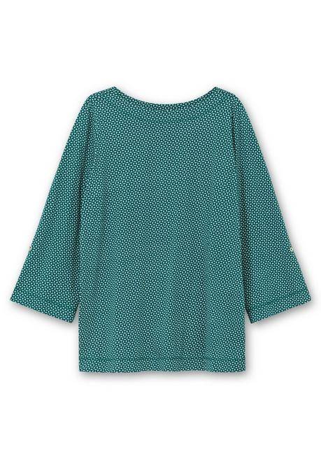 sheego 3/4-Arm-Shirt mit grafischem Minimaldruck - tiefgrün gemustert sheego VIP-Rabatte