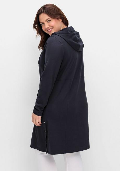 sheego Kapuzenkleid mit Seitenschlitzen und Knopfleiste - tiefblau sheego Super Sparpreis