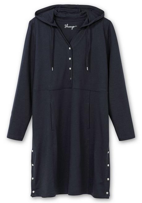 sheego Kapuzenkleid mit Seitenschlitzen und Knopfleiste - tiefblau sheego Super Sparpreis