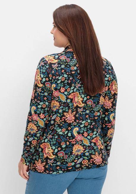 sheego by Joe Browns Langarmshirt mit Paisleyprint und Polokragen - schwarz gemustert sheego Wochenangebot