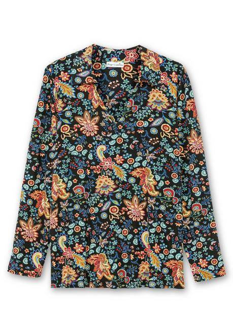sheego by Joe Browns Langarmshirt mit Paisleyprint und Polokragen - schwarz gemustert sheego Wochenangebot