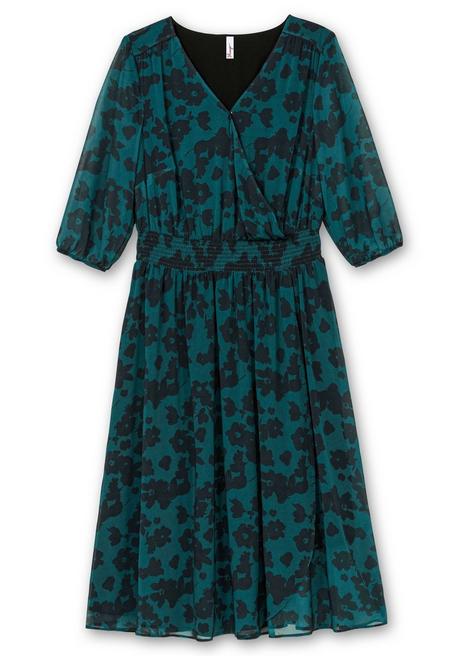 sheego Chiffonkleid in Wickeloptik, mit Alloverprint - tiefgrün gemustert sheego Neueste Stile