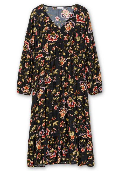 sheego by Joe Browns Midikleid mit Blumendruck und Volant am Saum - schwarz gemustert sheego Letzte 2 Tage