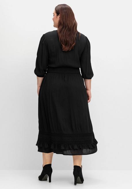 sheego by Joe Browns Maxikleid mit Volant, in Crinkle-Qualität - schwarz sheego Letzter Tag