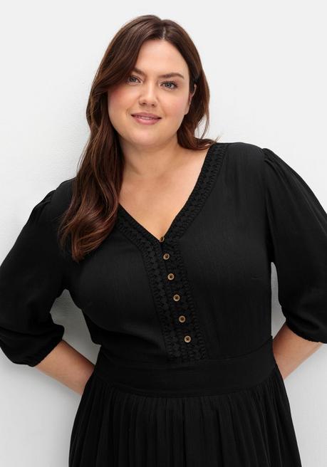 sheego by Joe Browns Maxikleid mit Volant, in Crinkle-Qualität - schwarz sheego Letzter Tag